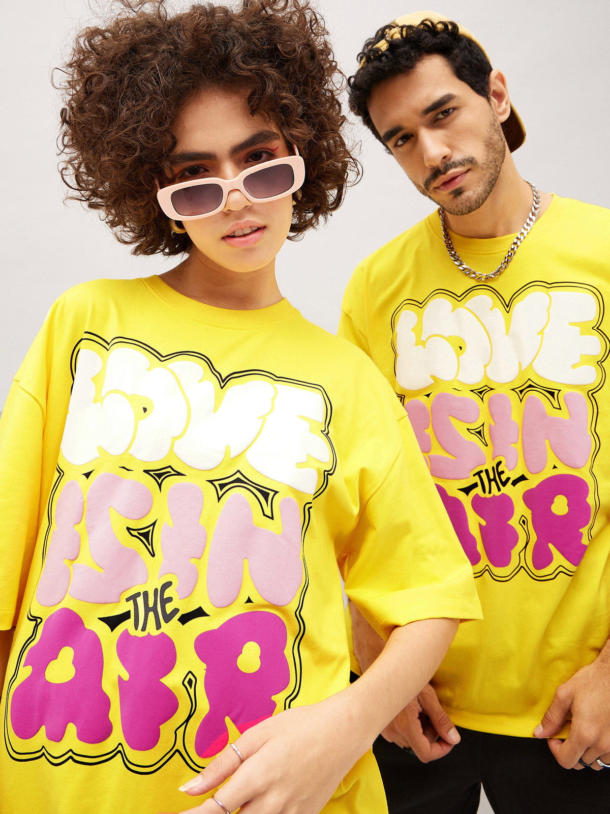 Unisex Yellow LOVE AIR Oversized T-Shirt-MASCLN SASSAFRAS