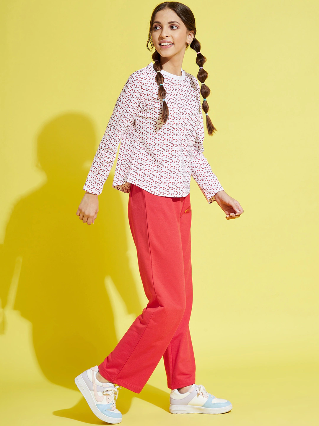 Girls Red Terry Love-Is-Love Pants
