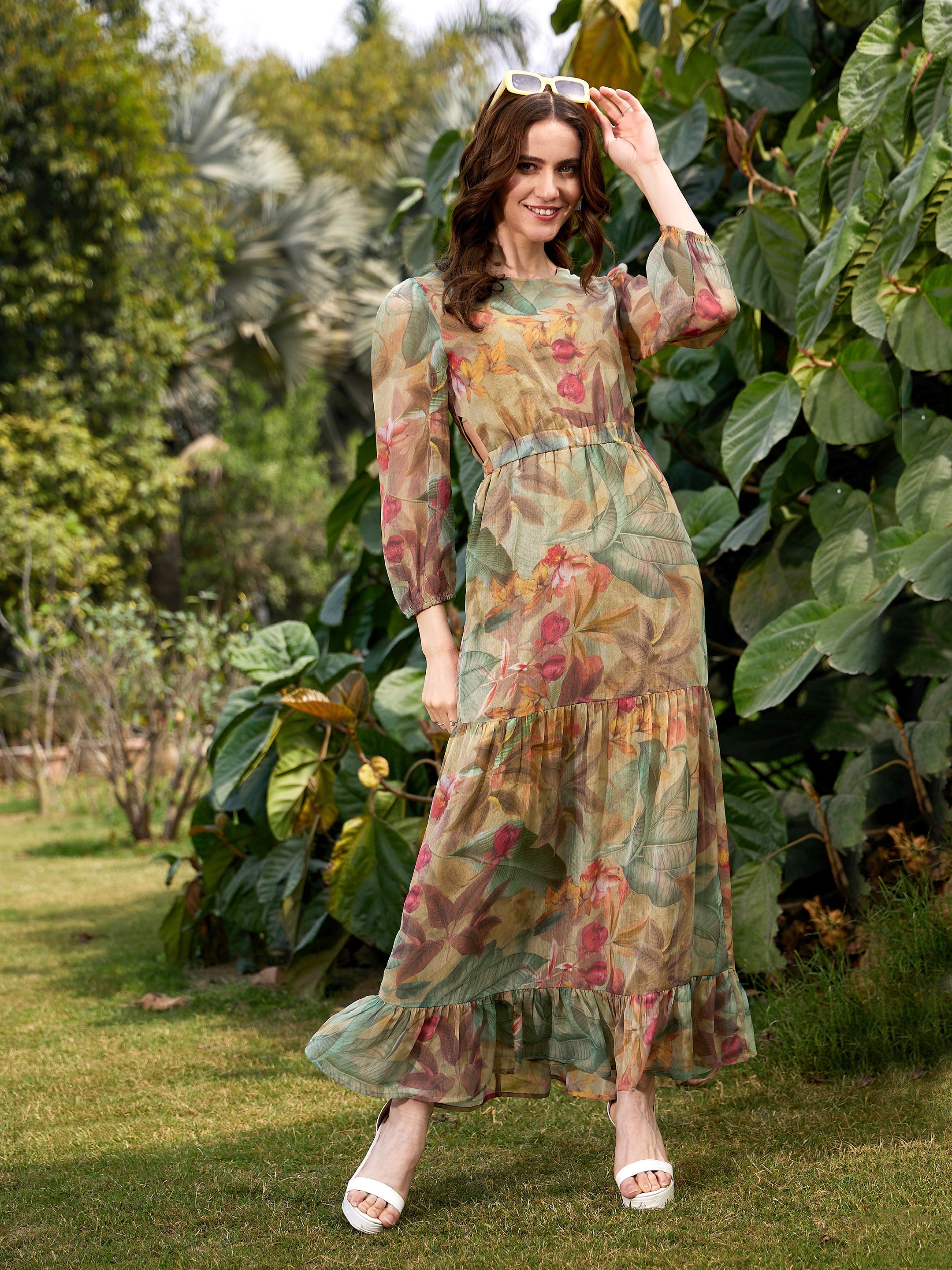 Tropic Rush Cut Out Maxi Dress - Jungle Floral