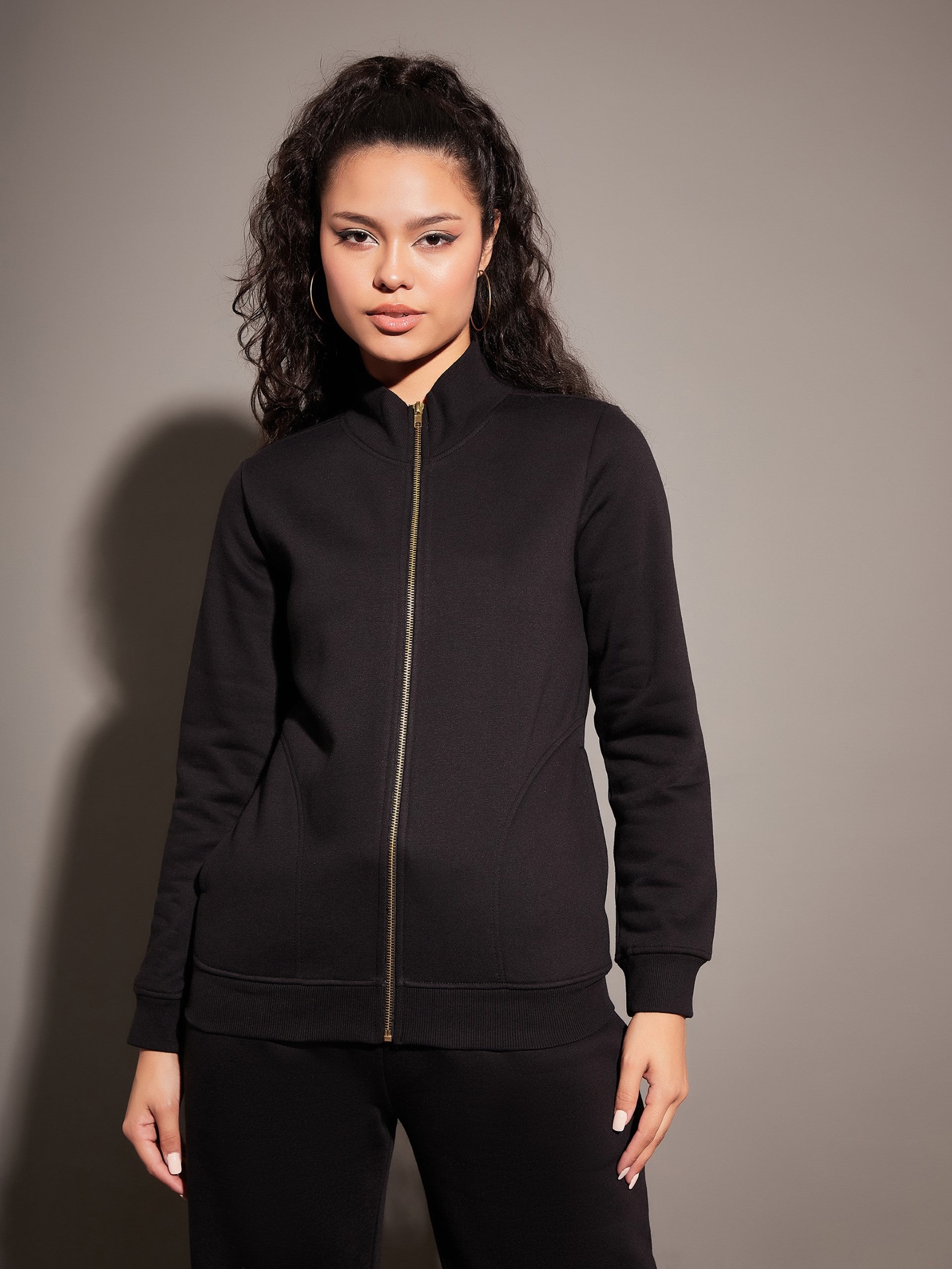 Zipper Belted Soft Fleece Jacket main image 0