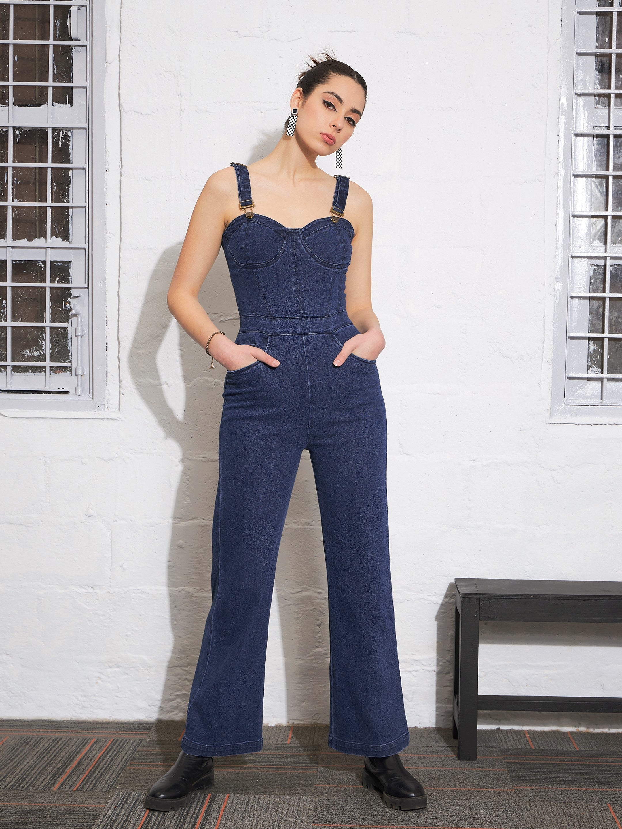 Raising Heart Rate Cut Out Jumpsuit in Navy