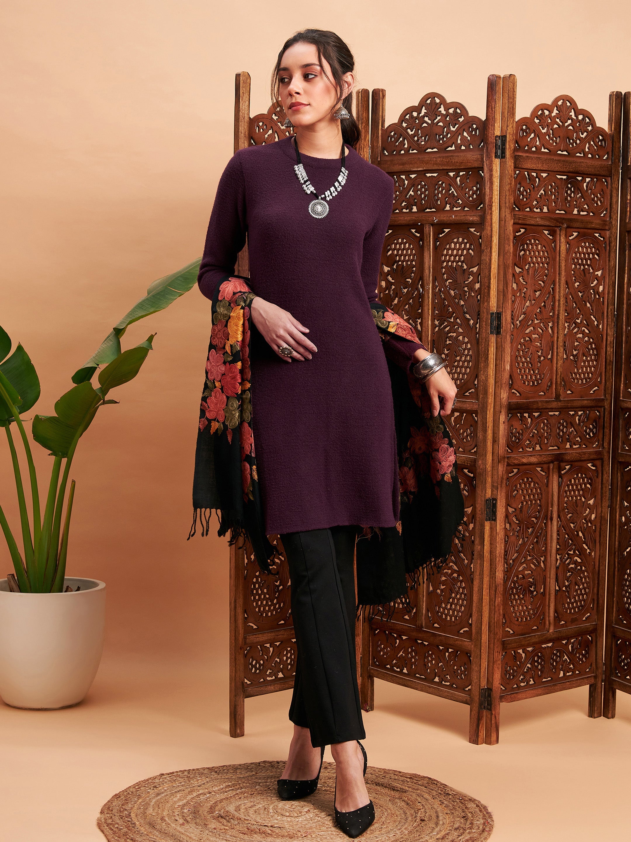 Maroon Straight Kurta main image 0