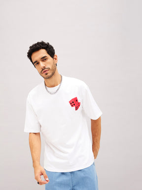 Unisex White GOOD VIBES Oversized T-Shirt