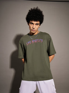 Unisex Olive LOS ANGELES Oversized T-Shirt