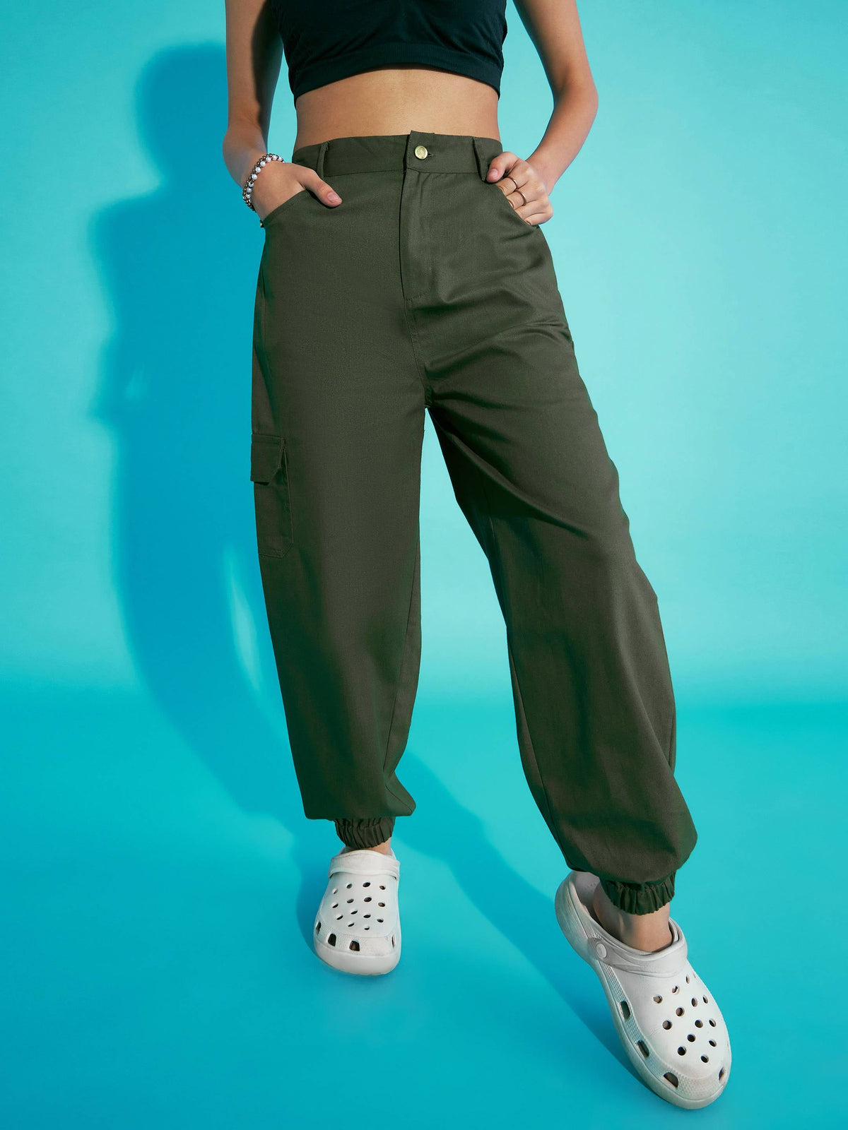 Olive Twill Joggers-Noh.Voh