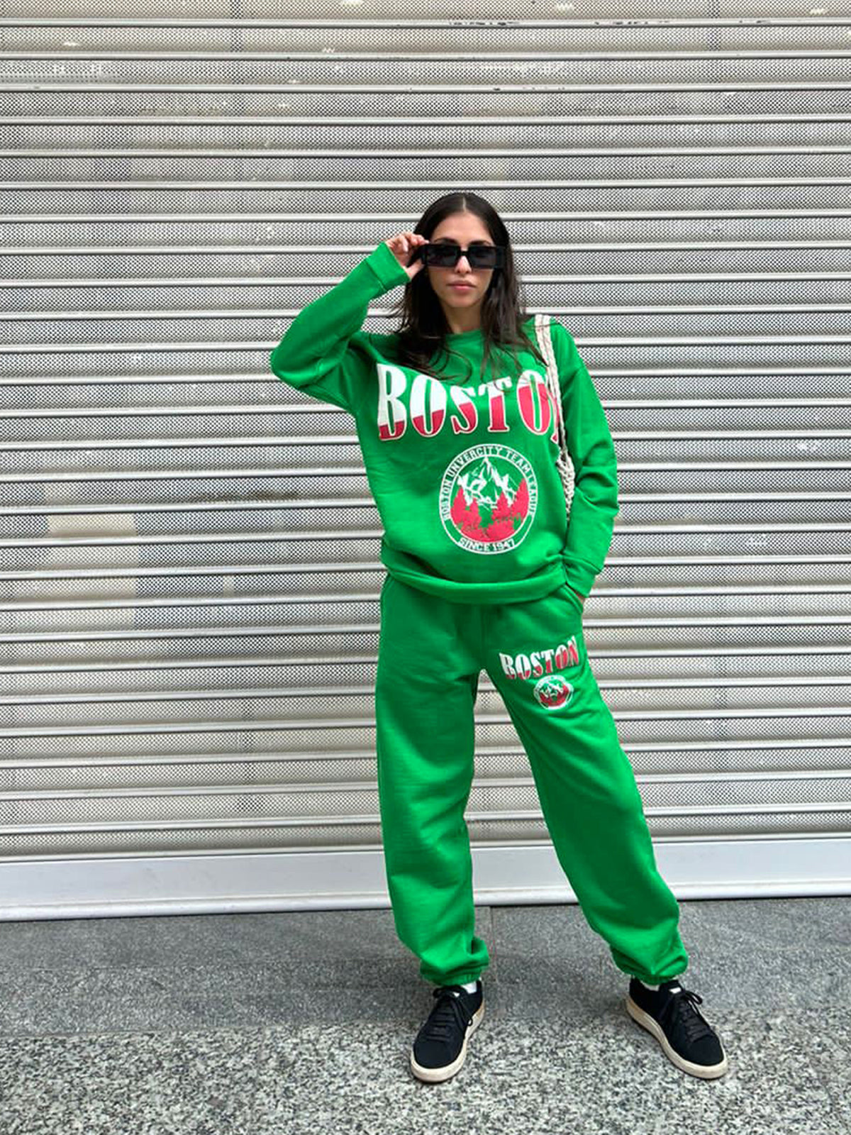 Girls Green BOSTON Oversized Sweatshirt With Joggers
