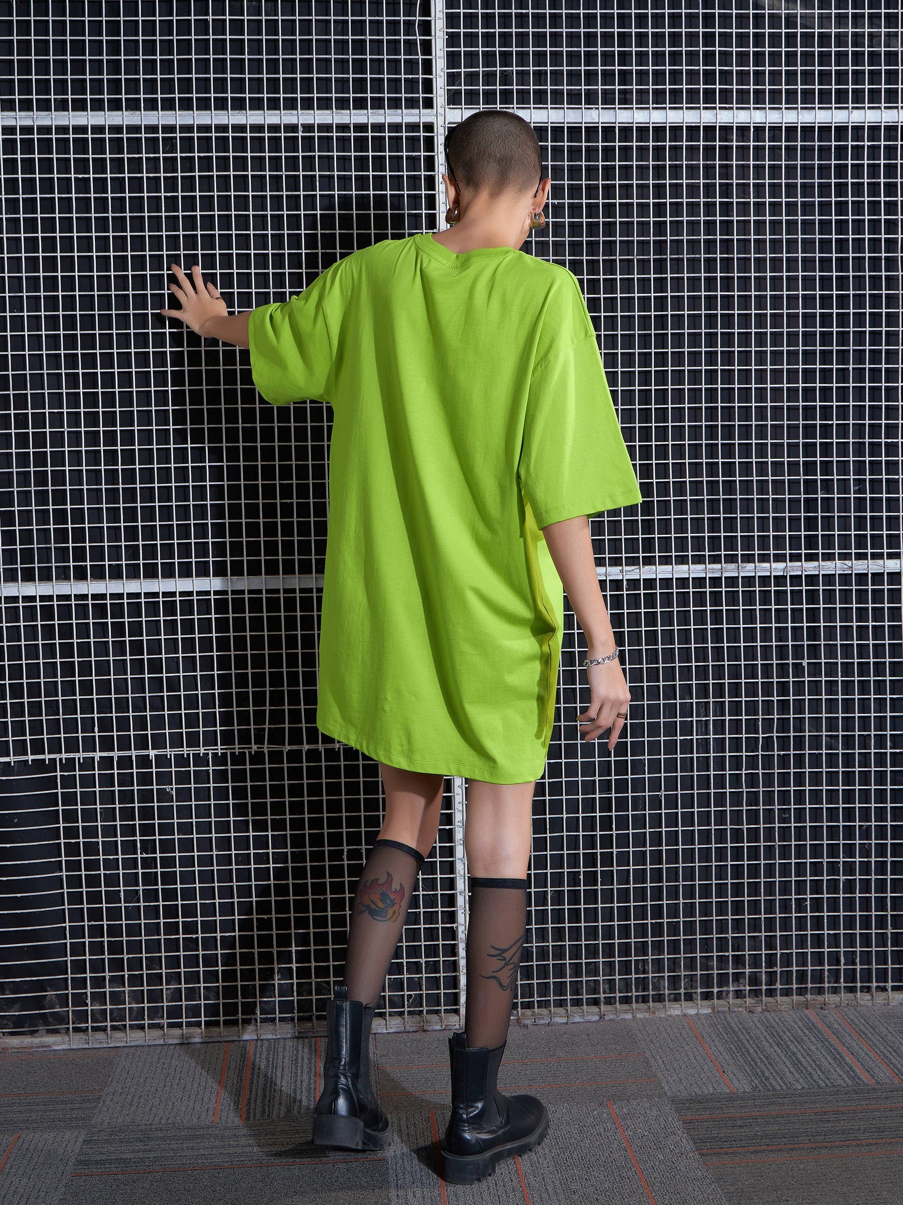 Green TALLYDEGA Oversized T-Shirt Dress-SASSAFRAS