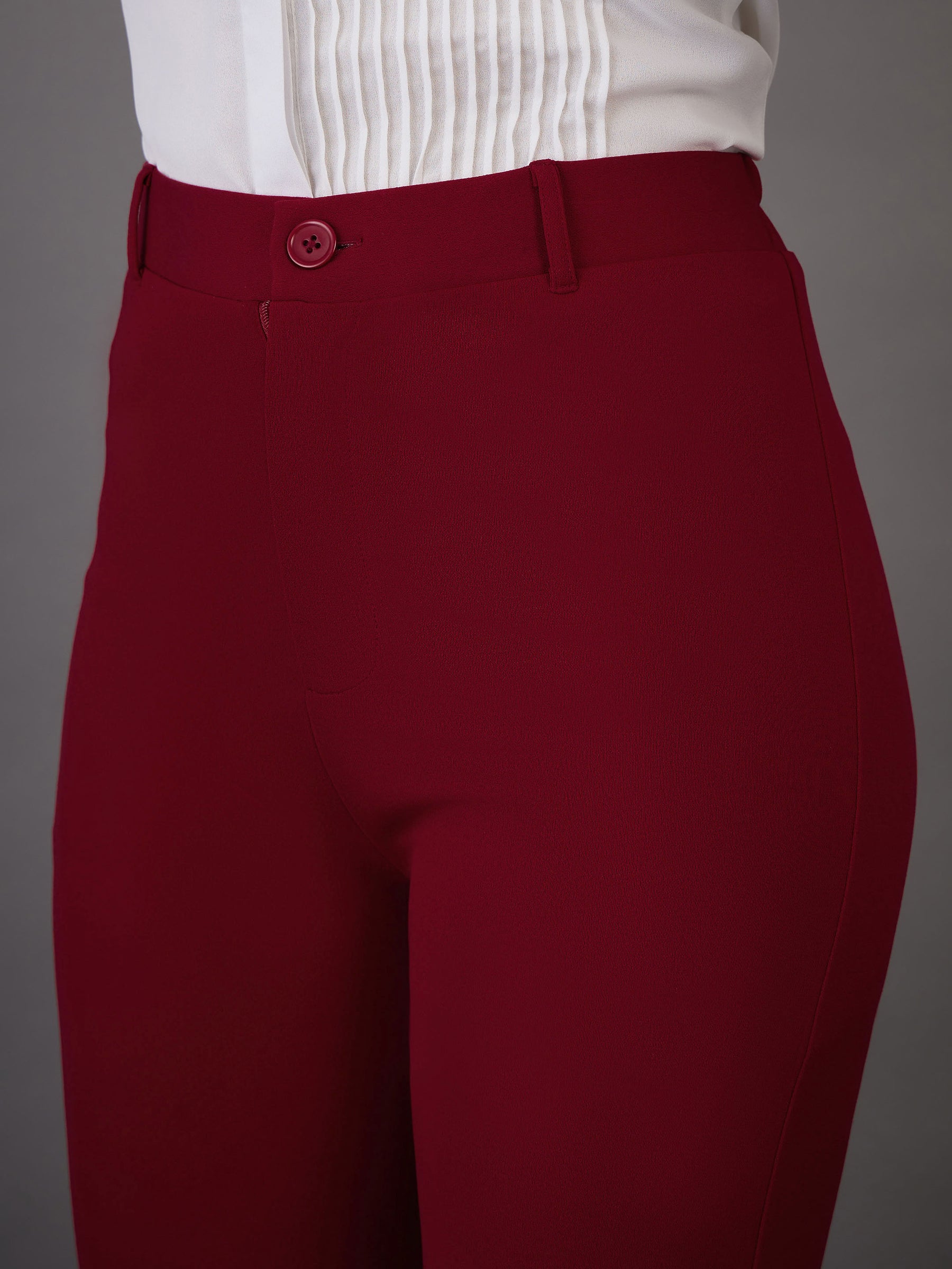 Women Red Knitted Bell Bottom Pants