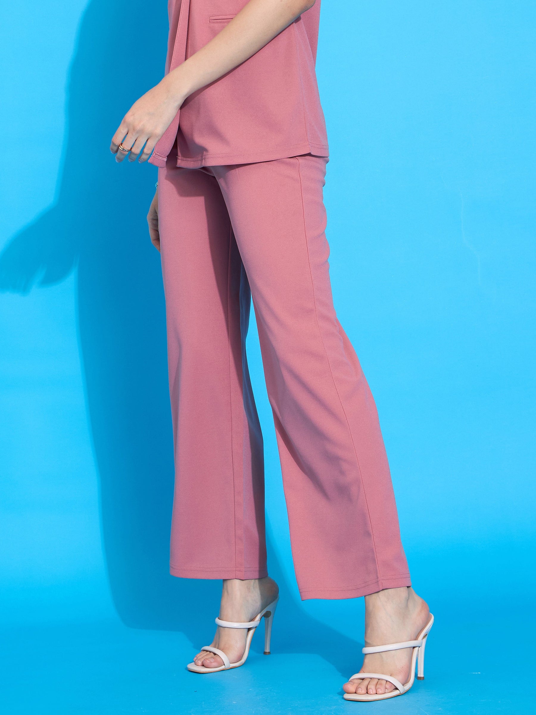 Pink Pleated Straight Pants-SASSAFRAS worklyf