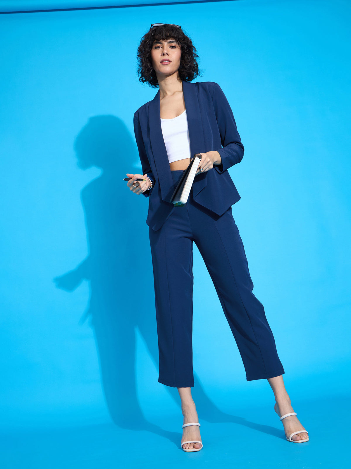 Royal Blue Front Darted Balloon Fit Pants-SASSAFRAS worklyf