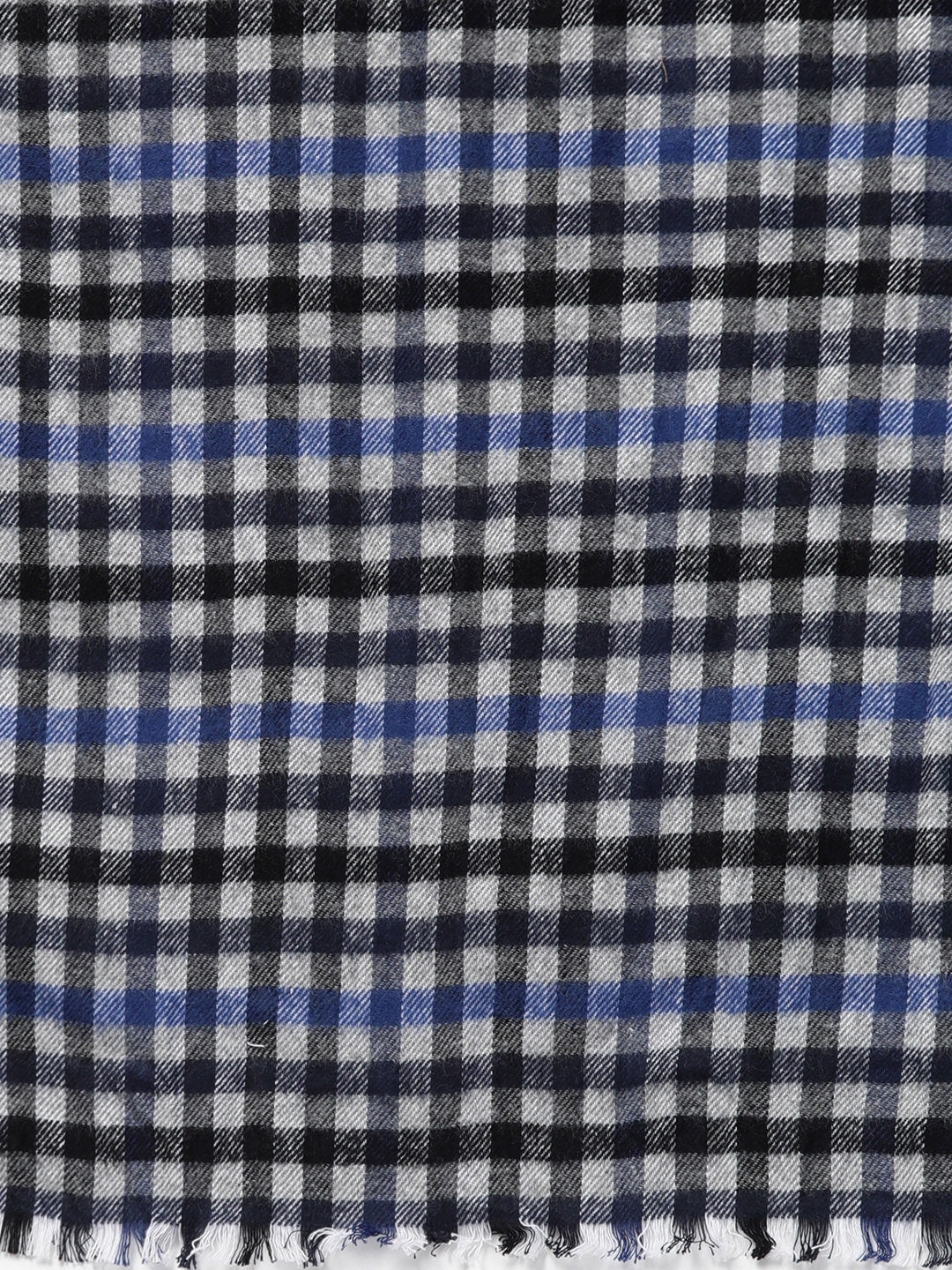 Grey & Blue Check Poly Wool Stole