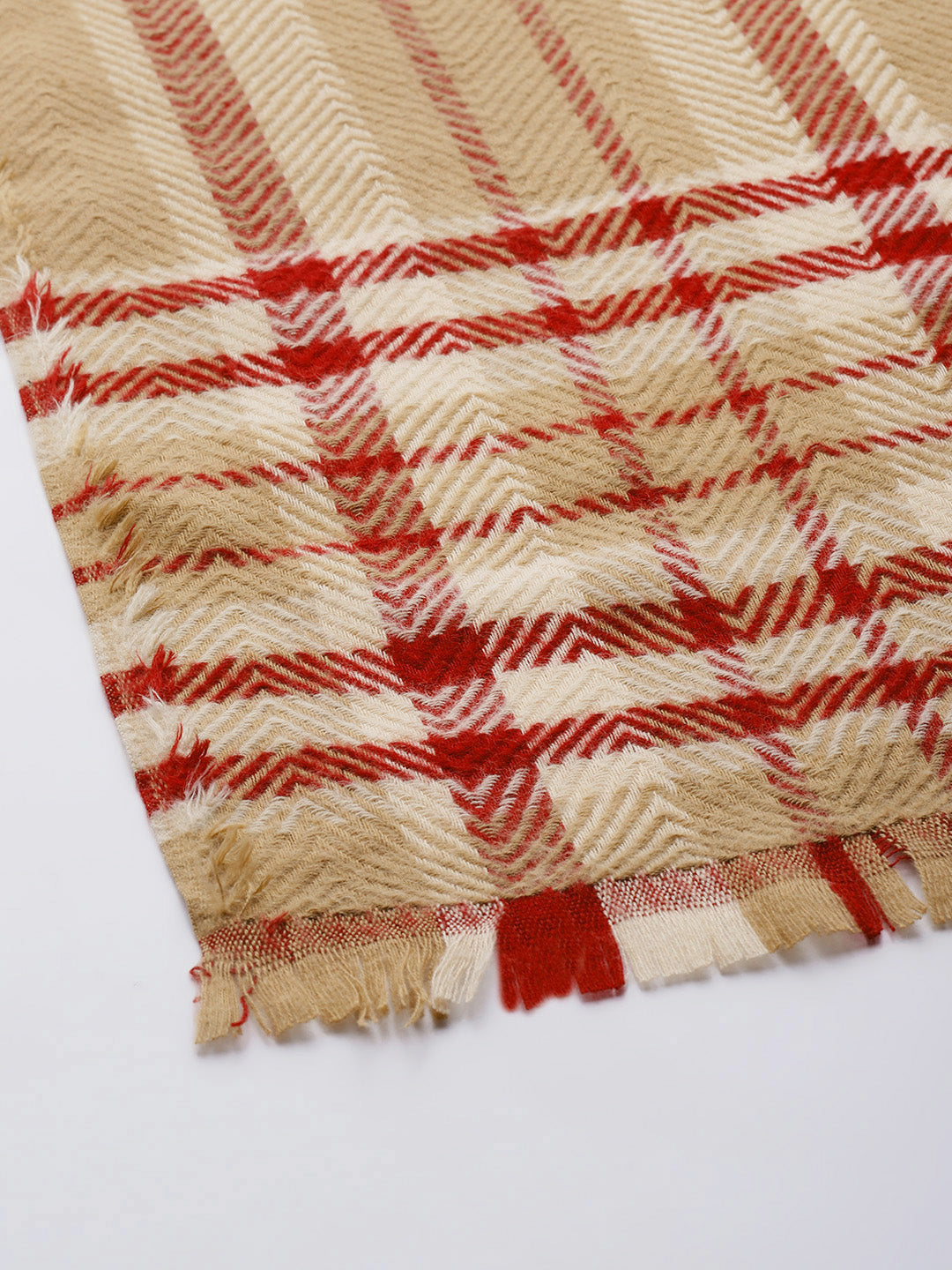 Beige & Maroon Stripe Recycled Cotton Stole