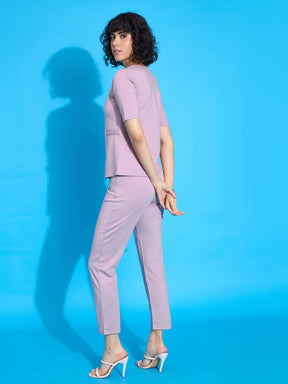Pink Half Sleeves Top With Tapered Pants-SASSAFRAS worklyf