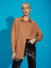 Women Brown Rayon Oversized Shirt