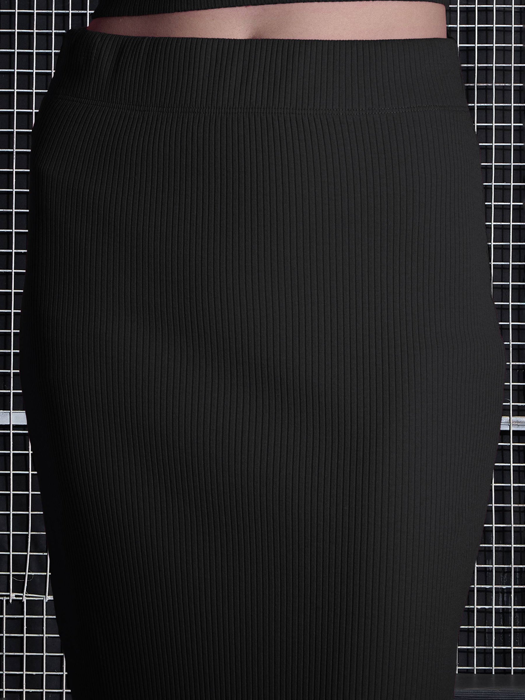 Black Rib Pencil Skirt-SASSAFRAS