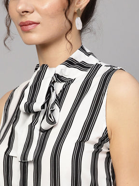 Black & White Stripes Neck Tie Top