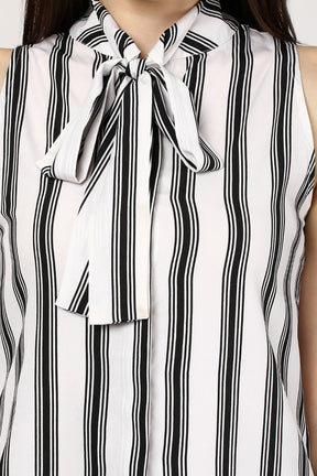 Black & White Stripes Neck Tie Top
