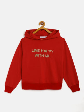Red Terry Live-Happy Gold Embroidered Sweatshirt-Noh.Voh