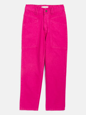 Girls Fuchsia Front Pocket Straight Jeans-Girls Jeans-SASSAFRAS