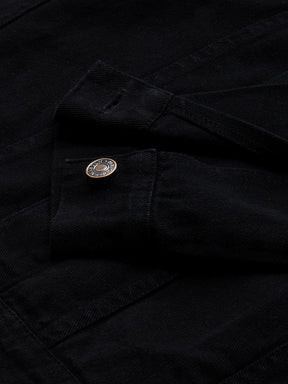 Men's Black Solid Denim Jacket