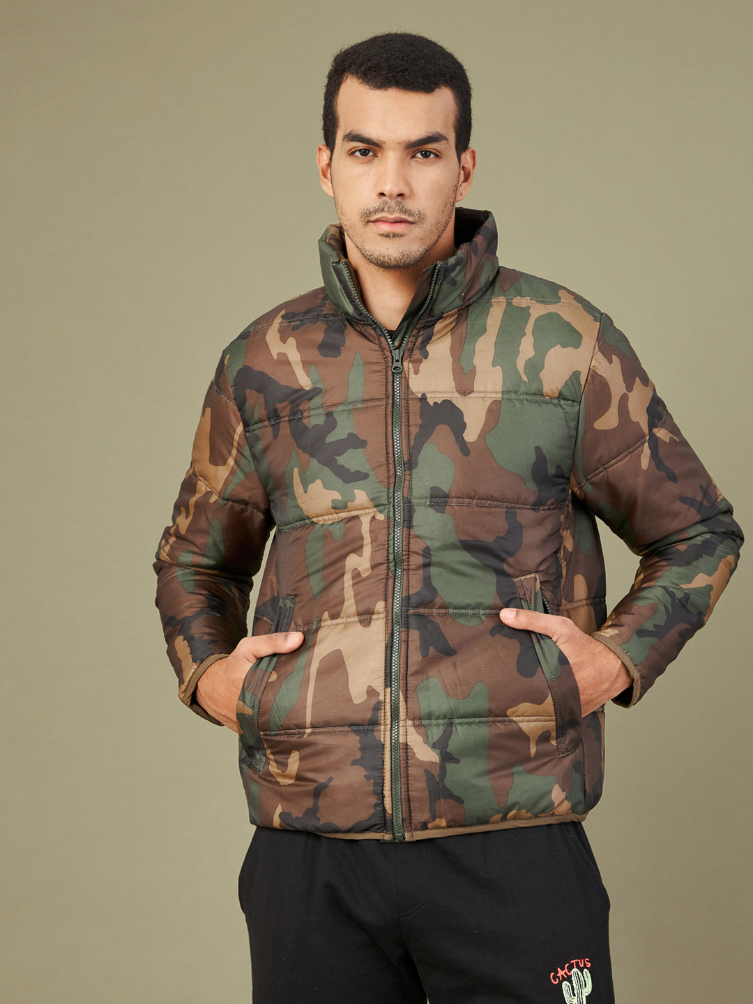 Men Camouflage Full Sleve Puffer Jacket