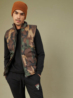 Men's Camouflage Sleeveless Puffer Jacket