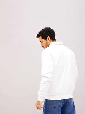 White Full Sleeve Front Pocket Jacket-MASCLN SASSAFRAS