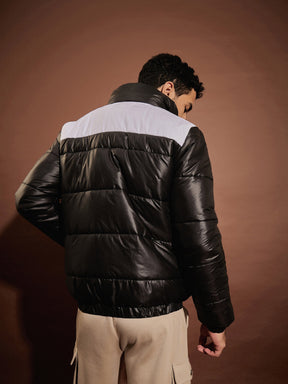 Black & White ColorBlock Puffer Jacket-MASCLN SASSAFRAS
