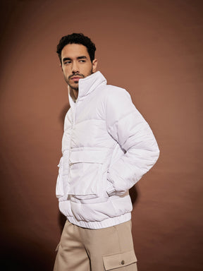 White Front Pocket Puffer jacket-MASCLN SASSAFRAS