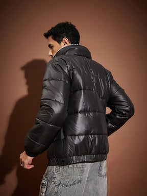Black Front Pocket Puffer jacket-MASCLN SASSAFRAS