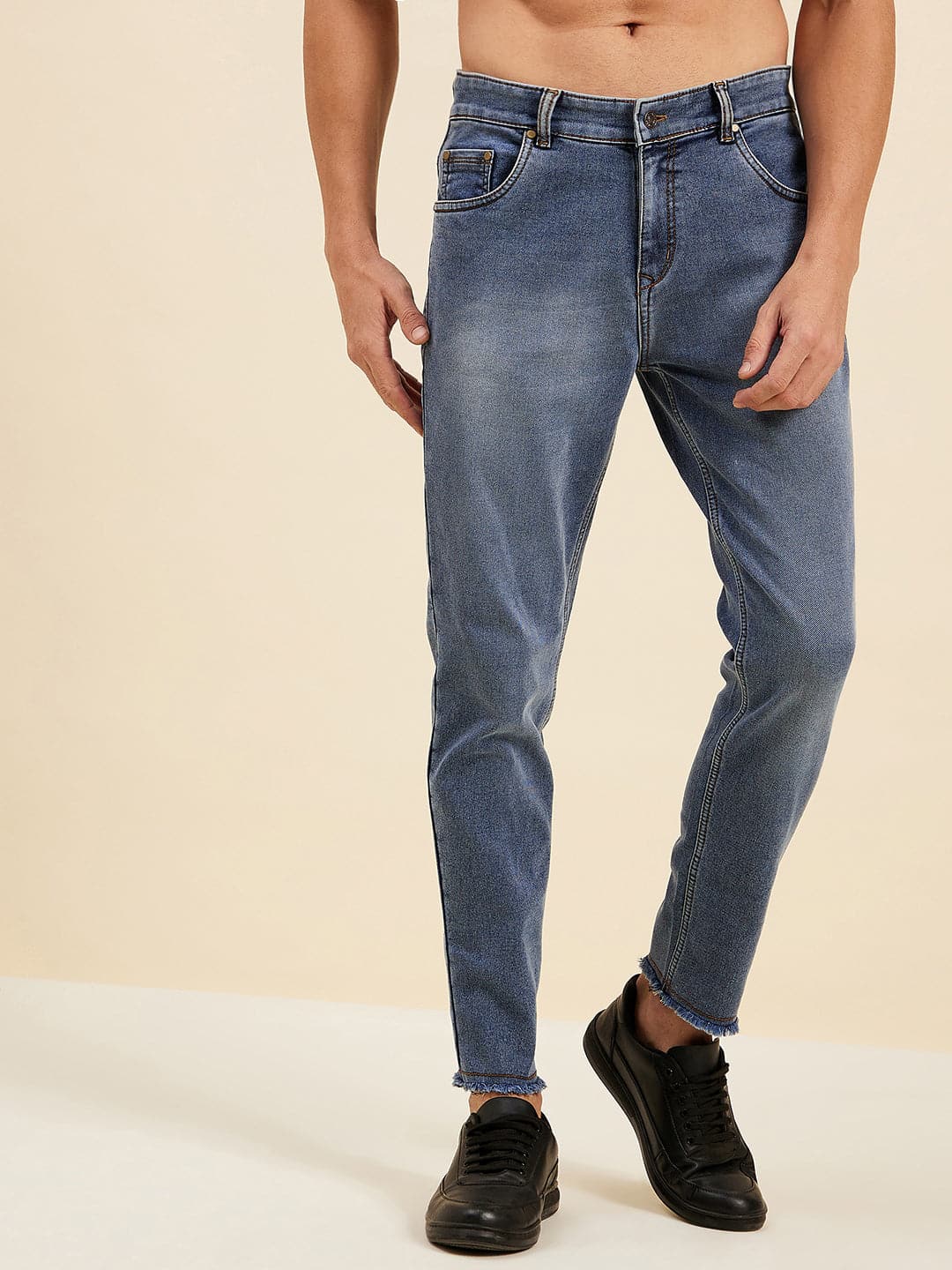 Navy Slim Fit Jeans-MASCLN