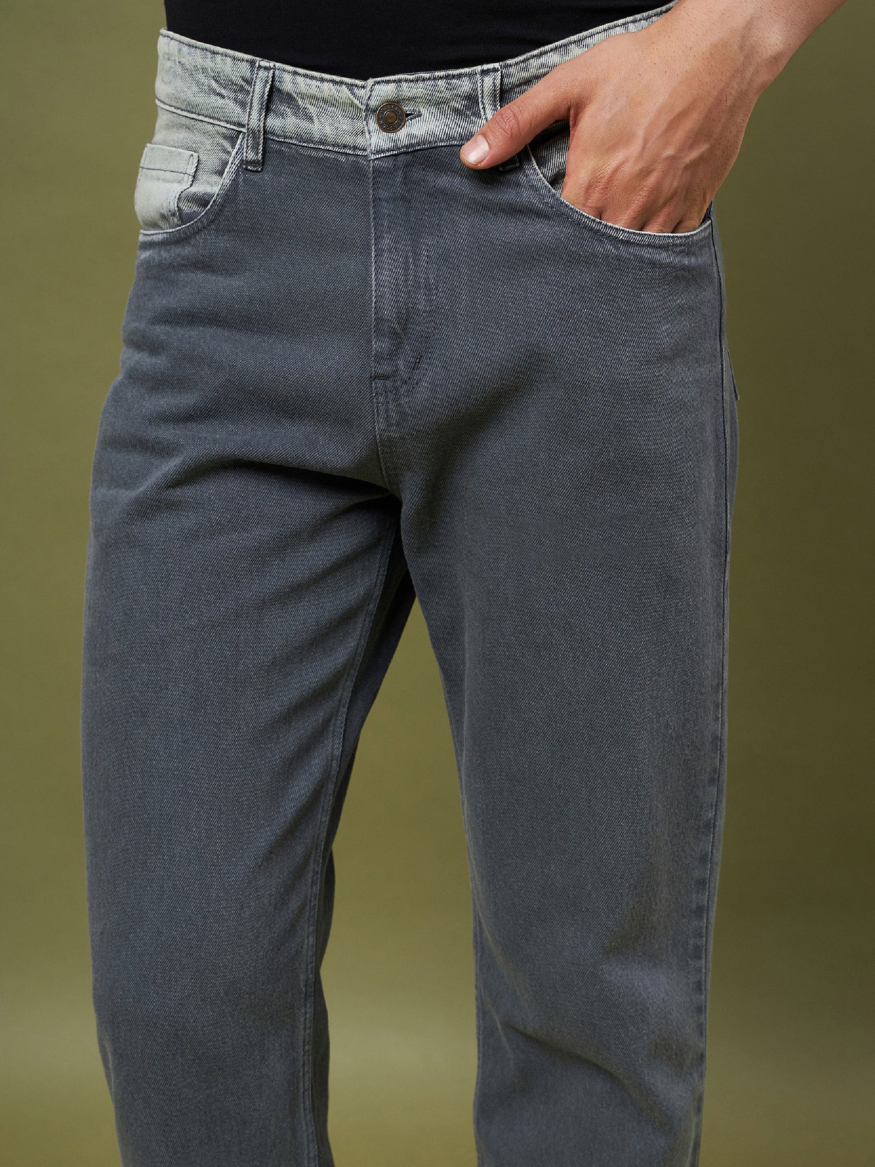 Charcoal Grey Relax Fit Jeans-MASCLN SASSAFRAS