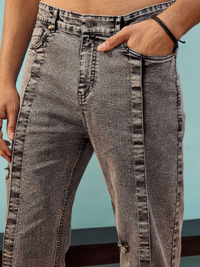 Black Front Detail Oversize Jeans-MASCLN SASSAFRAS