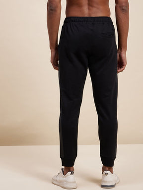 Men's Black Relax Fit Side Tape Joggers