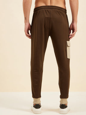 Men Brown Terry Side Pocket Joggers