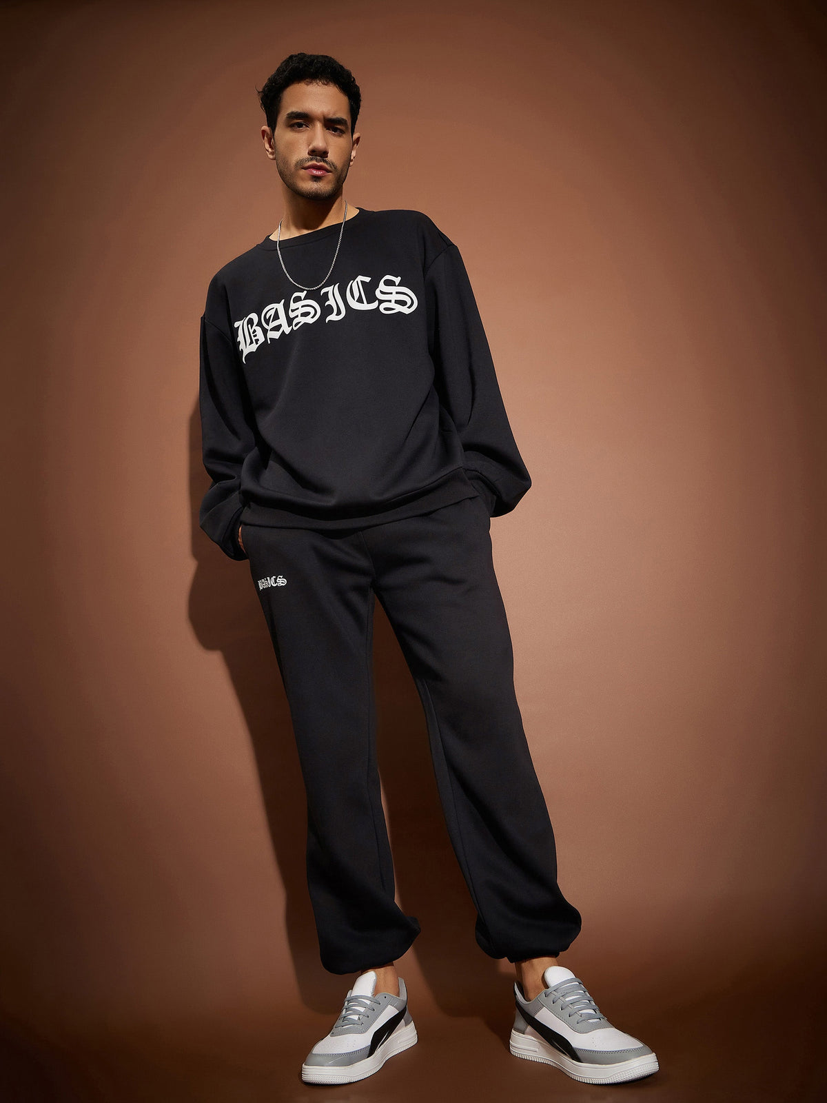 Black BASIC Oversized Sweatshirt With Joggers-MASCLN SASSAFRAS