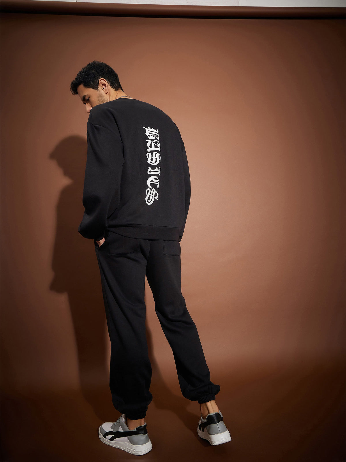Black BASIC Oversized Sweatshirt With Joggers-MASCLN SASSAFRAS
