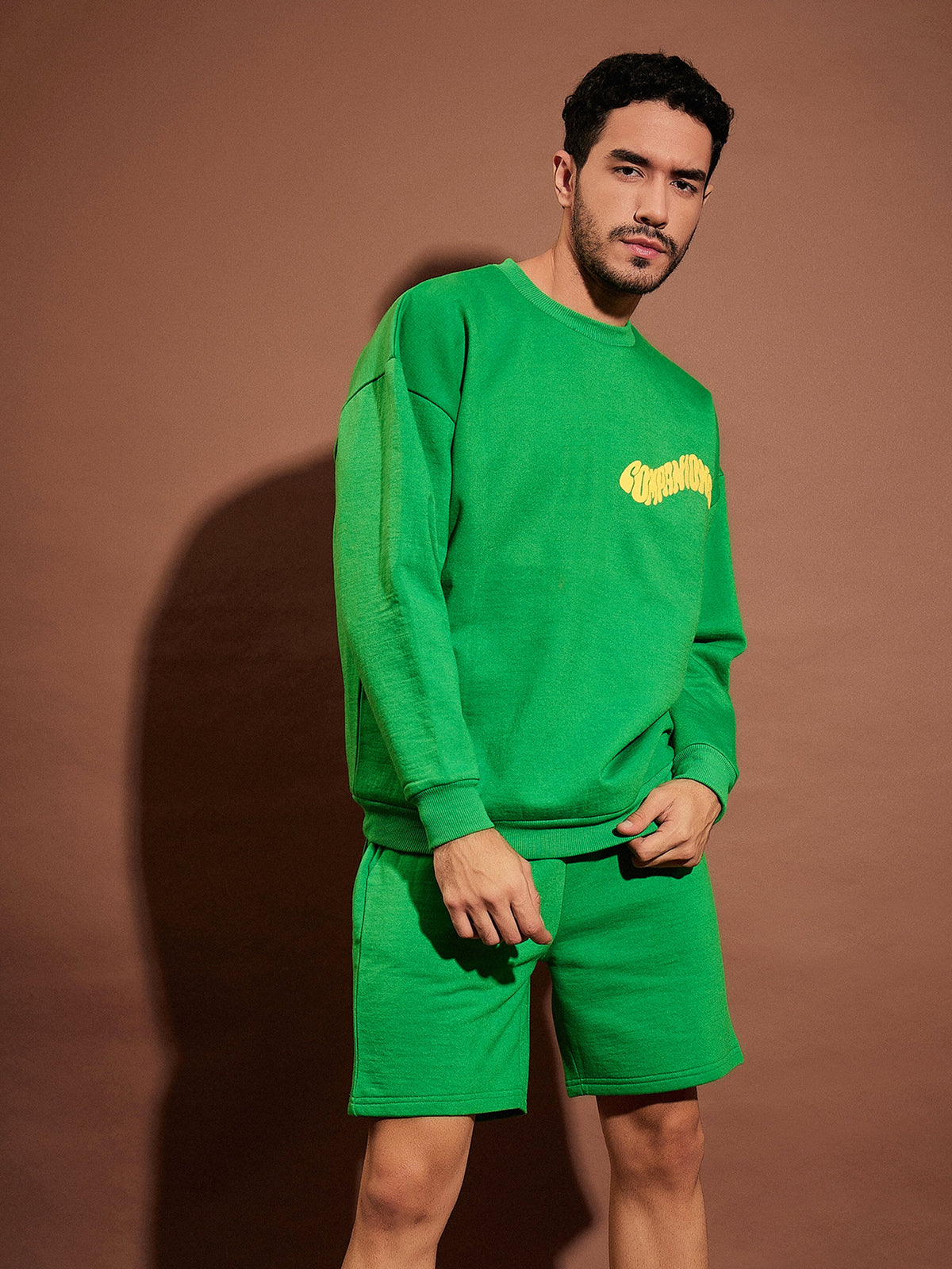 Green COMPANIONS Oversized Sweatshirt With Shorts-MASCLN SASSAFRAS