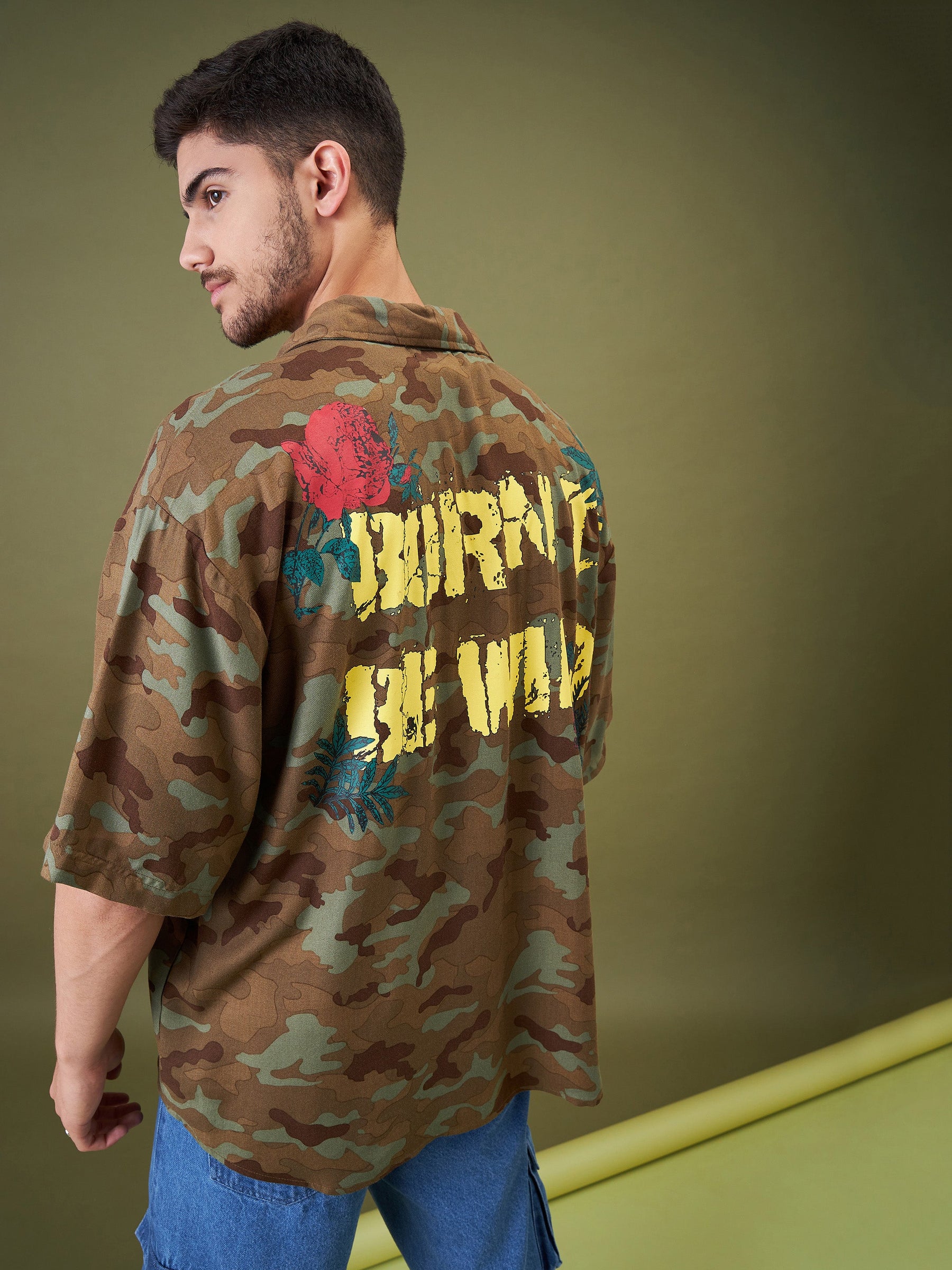 Camouflage BORN WILD Oversized Shirt-MASCLN SASSAFRAS