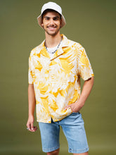 Unisex Yellow & White Tropical Relax Fit Shirt-MASCLN SASSAFRAS