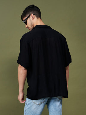 Unisex Black Solid Relax Fit Shirt-MASCLN SASSAFRAS