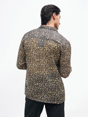 Unisex Leopard Print Lurex Party Shirt-MASCLN SASSAFRAS