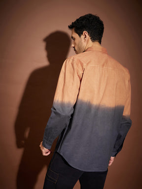 Orange & Dark Grey Ombre Shirt-MASCLN SASSAFRAS