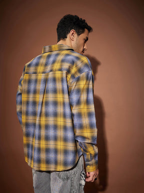 Yellow & Blue Check Oversized Shirt-MASCLN SASSAFRAS