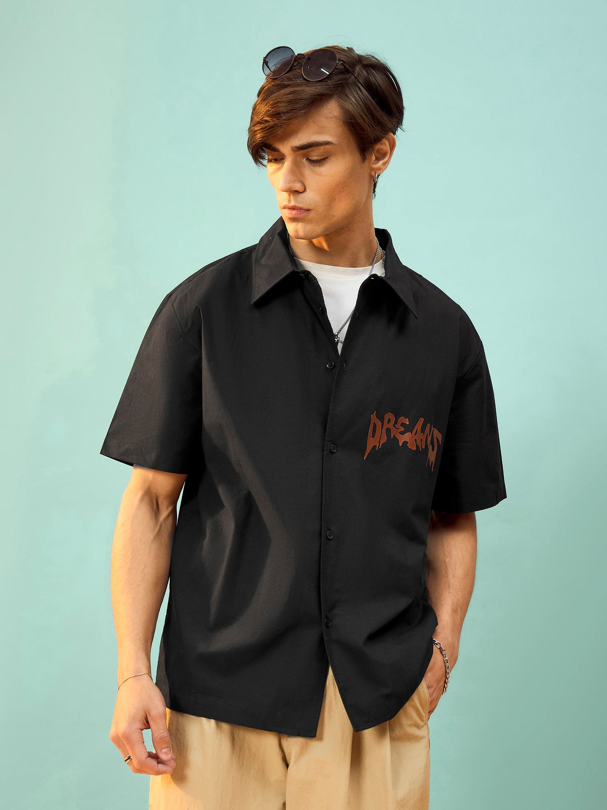 Black DREAMS Oversize Shirt-MASCLN SASSAFRAS