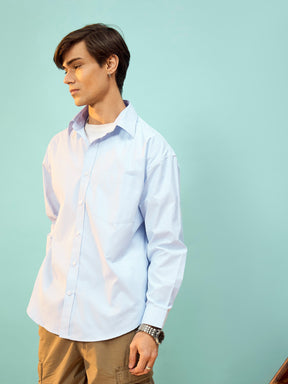 Blue & White Stripe Oversize Shirt-MASCLN SASSAFRAS