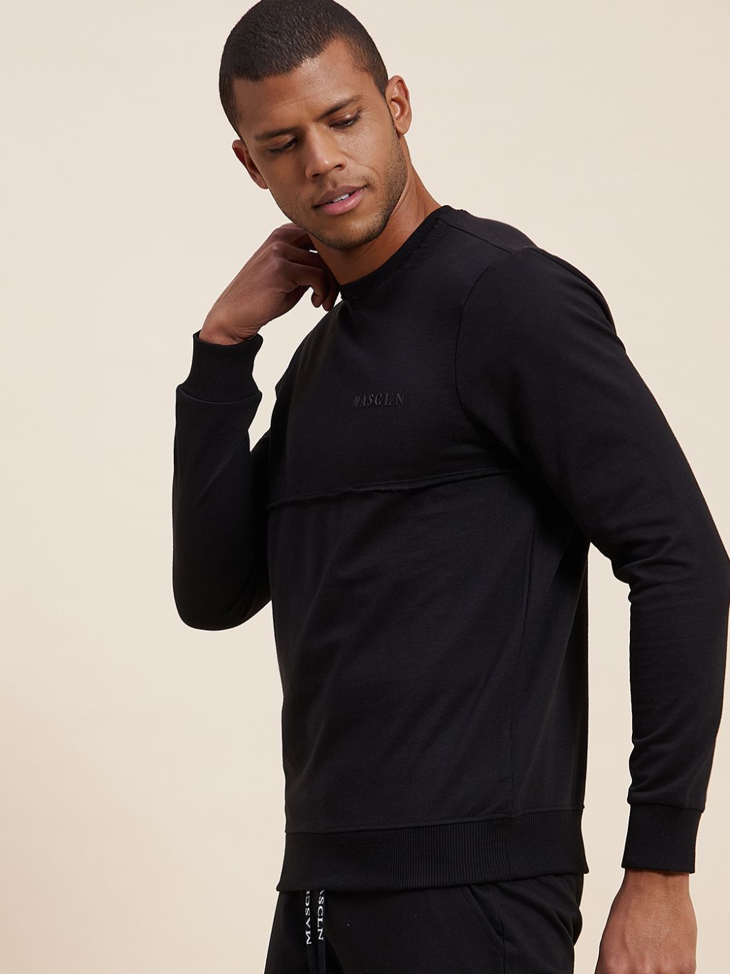 Men's Black MASCLN Puff Print Sweatshirt