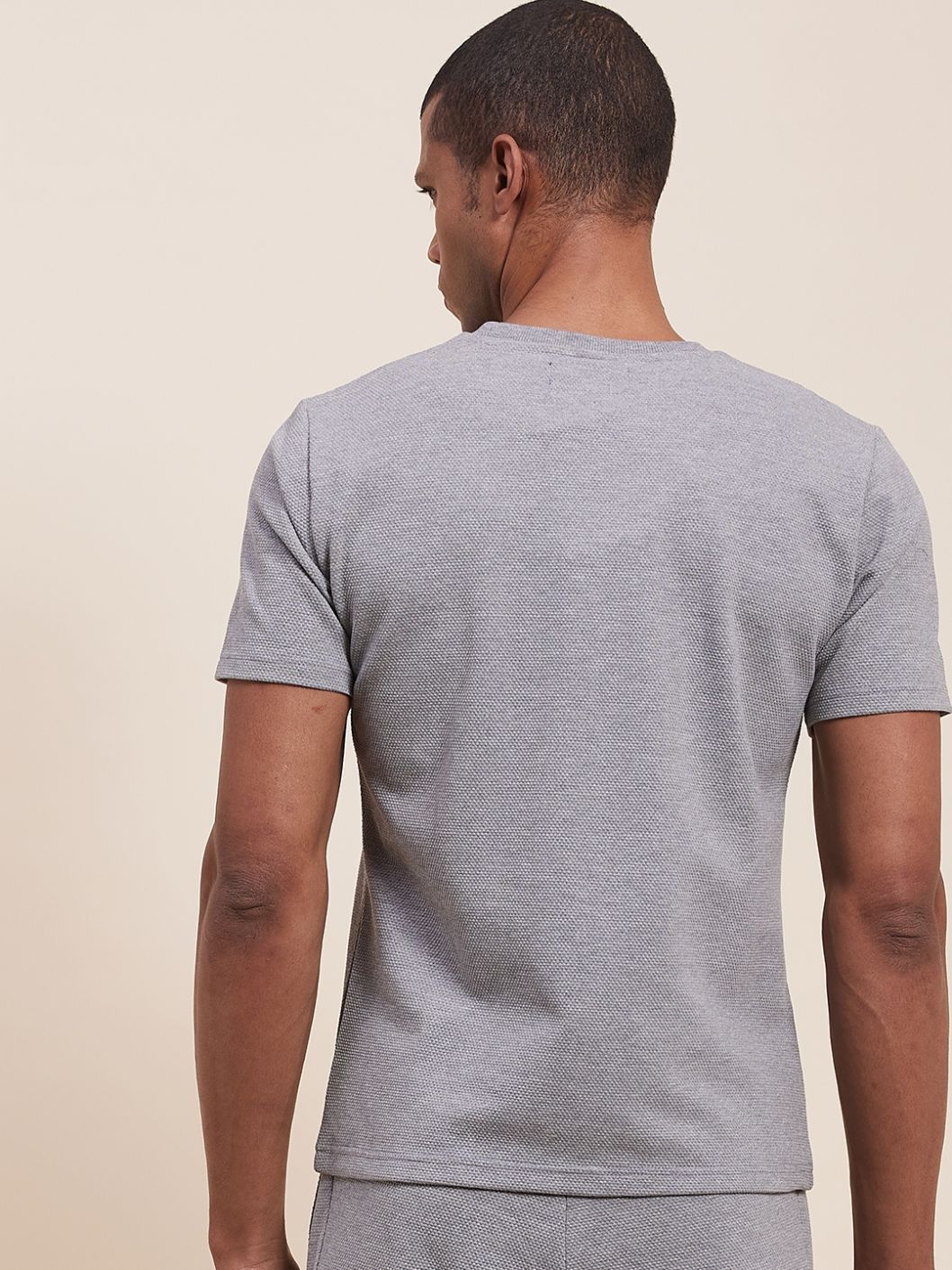Men's Grey Melange Slim Fit Pocket T-Shirt