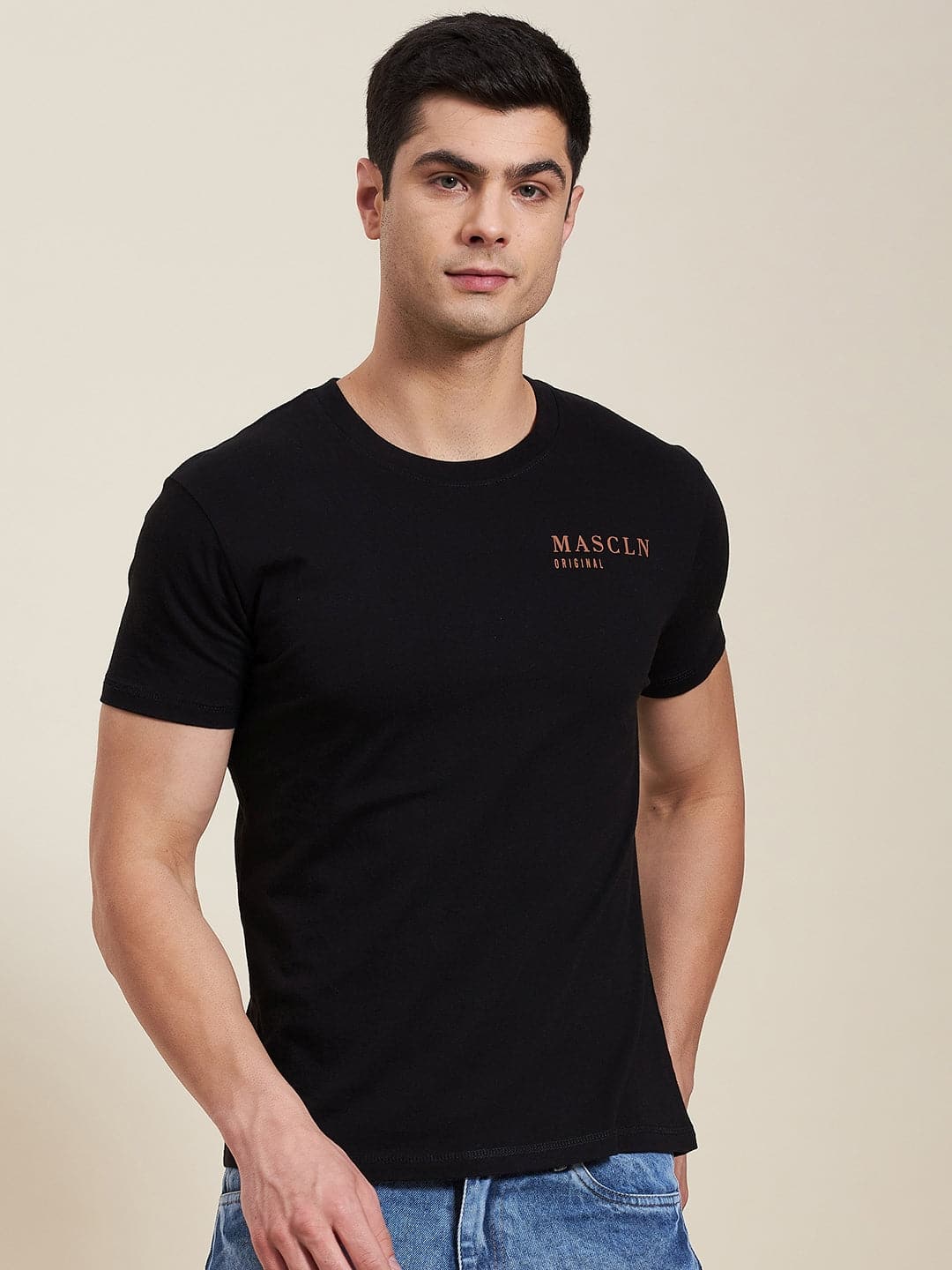 Men Black Slim Fit MASCLN ORIGINAL T-Shirt-Men's T-Shirt-SASSAFRAS