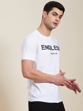 Men White ENDLESS Regular Fit T-Shirt